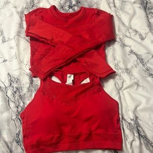 Red Fabletics sports wear tops